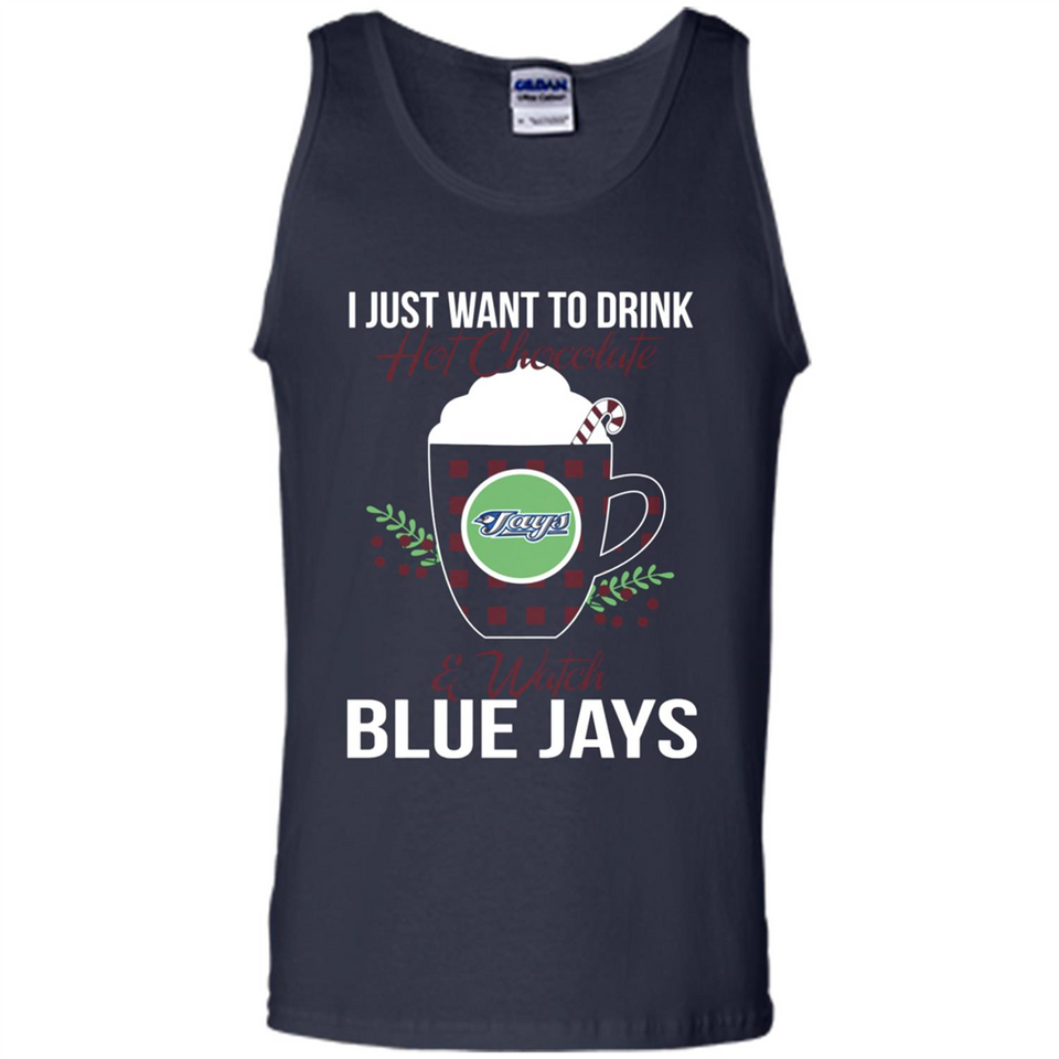 I Just Want To Drink Hot Chocolate & Watch Toronto Blue Jays Ugly Christmas Sweater PINGPONG