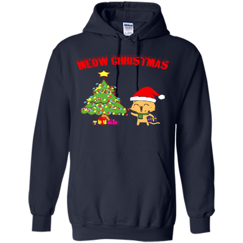 Meow merry christmas- cat and pine merry christmas - Hoodie