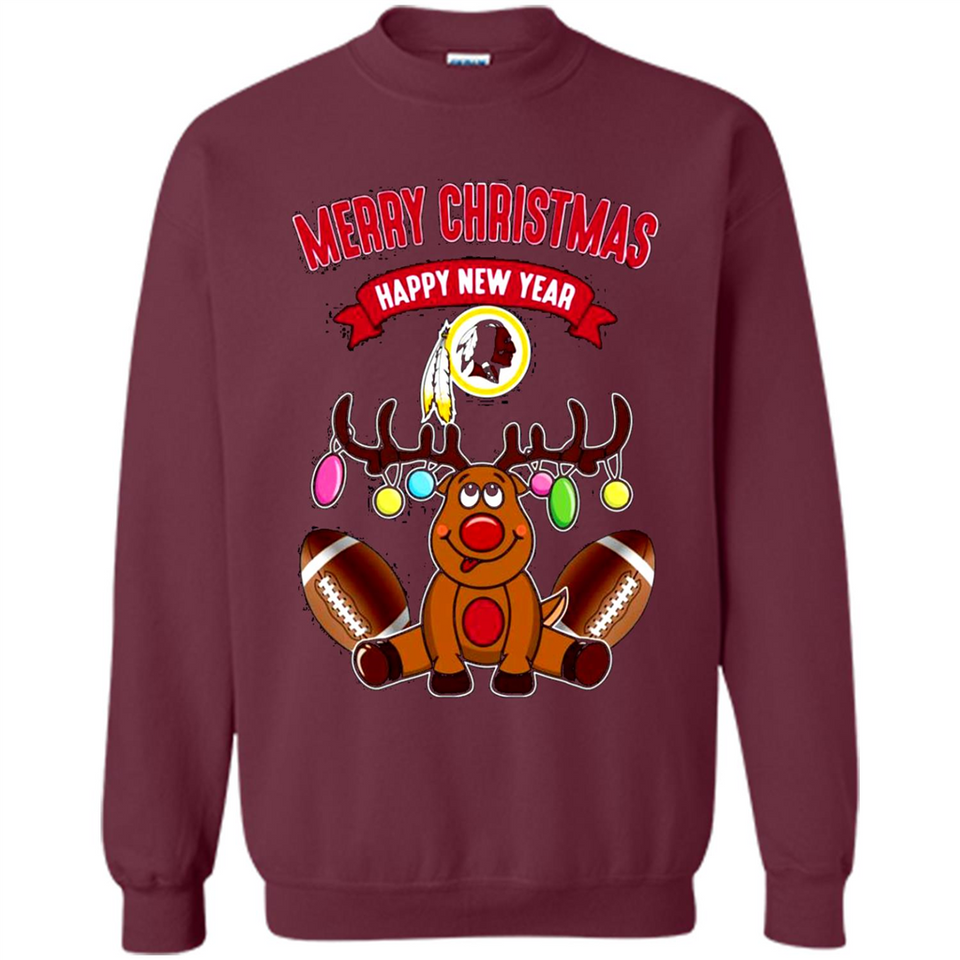 Washington Redskins NFL Reindeer Funny Merry Christmas And Happy New Year