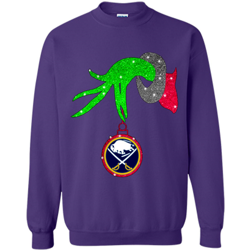 GRINCH HAND HOLDING BUFFALO SABRES GLITTER CHRISTMAS PINGPONG