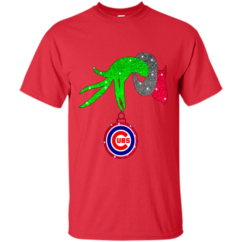 GRINCH HAND HOLDING CHICAGO CUBS GLITTER CHRISTMAS PINGPONG