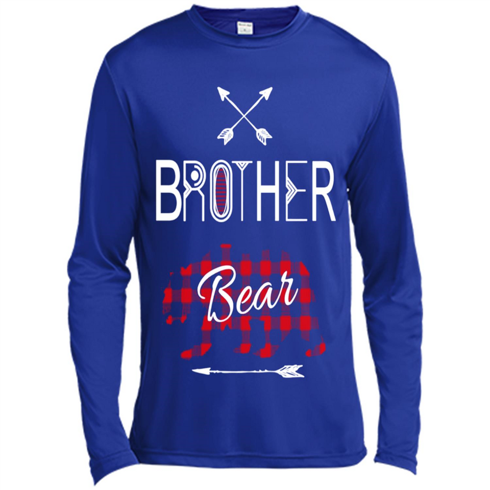 Brother Shirt Buffalo Plaid Family Camping Bear Tee - Canvas Long Sleeve T-Shirt