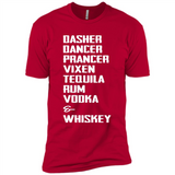 Dasher Dancer Prancer Vixen Tequila Rum Vodka Whiskey Reindeer Christmas T-Shirt - Premium Short Sleeve T-Shirt