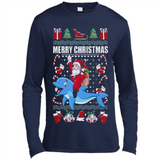 Ugly Christmas Santa Riding Dolphin - Canvas Long Sleeve T-Shirt