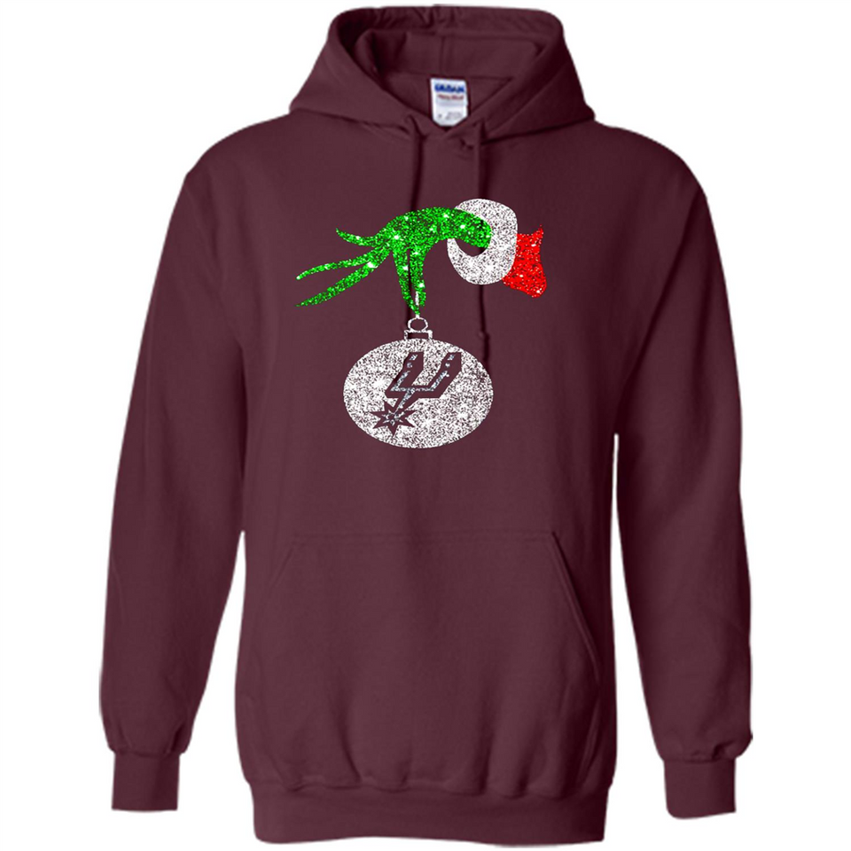 Amazing shirt San Antonio Spurs Glitter Grinch Monogram Ornament Christmas Gift - Hoodie