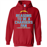Reasons to be a Los Angeles Chargers Fan Complete List on Back - Hoodie