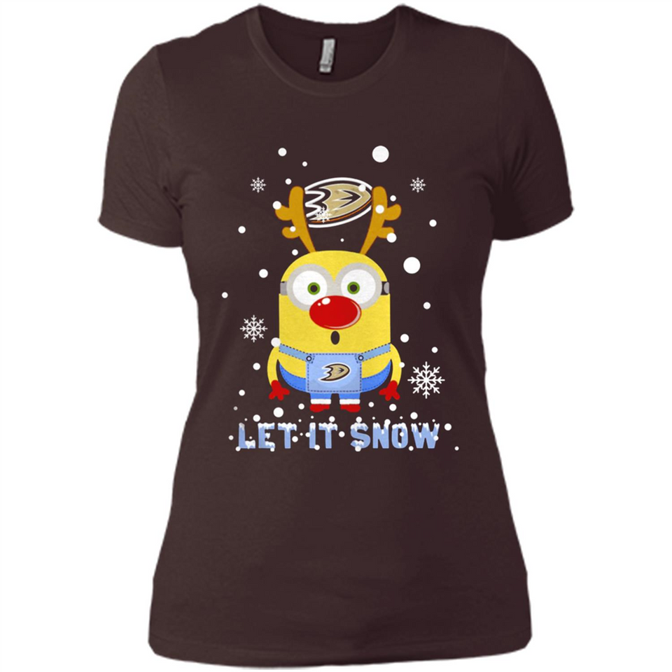Minion Anaheim Ducks Ugly Christmas Sweater Let it Snow - Ladies' Boyfriend T-Shirt
