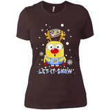 Minion Anaheim Ducks Ugly Christmas Sweater Let it Snow - Ladies' Boyfriend T-Shirt