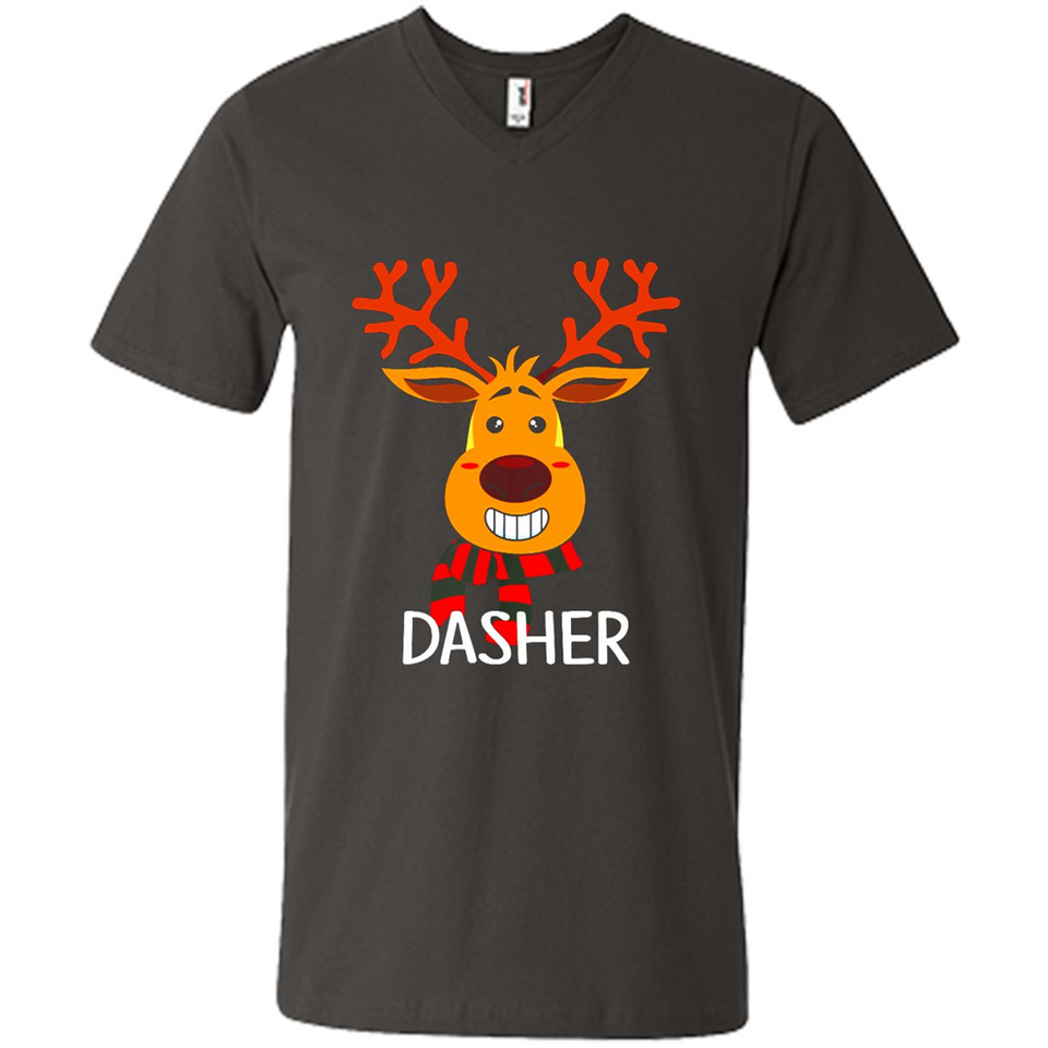 Dasher Reindeer Santa Claus Funny Xmas Holiday T-Shirt - Men's V-Neck