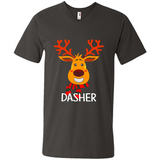 Dasher Reindeer Santa Claus Funny Xmas Holiday T-Shirt - Men's V-Neck
