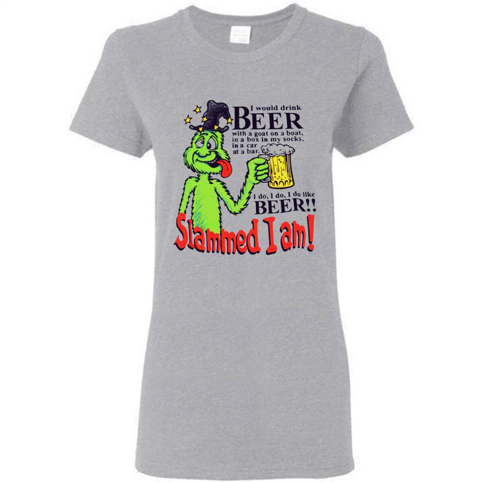 Slammed I Am I Would Drink Beer With A Goat On A Boat Shirt - Ladies Short-Sleeve
