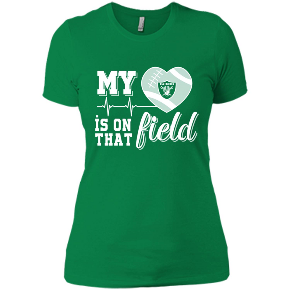 Oakland Raiders Football My Heart is on that Field - Ladies' Boyfriend T-Shirt