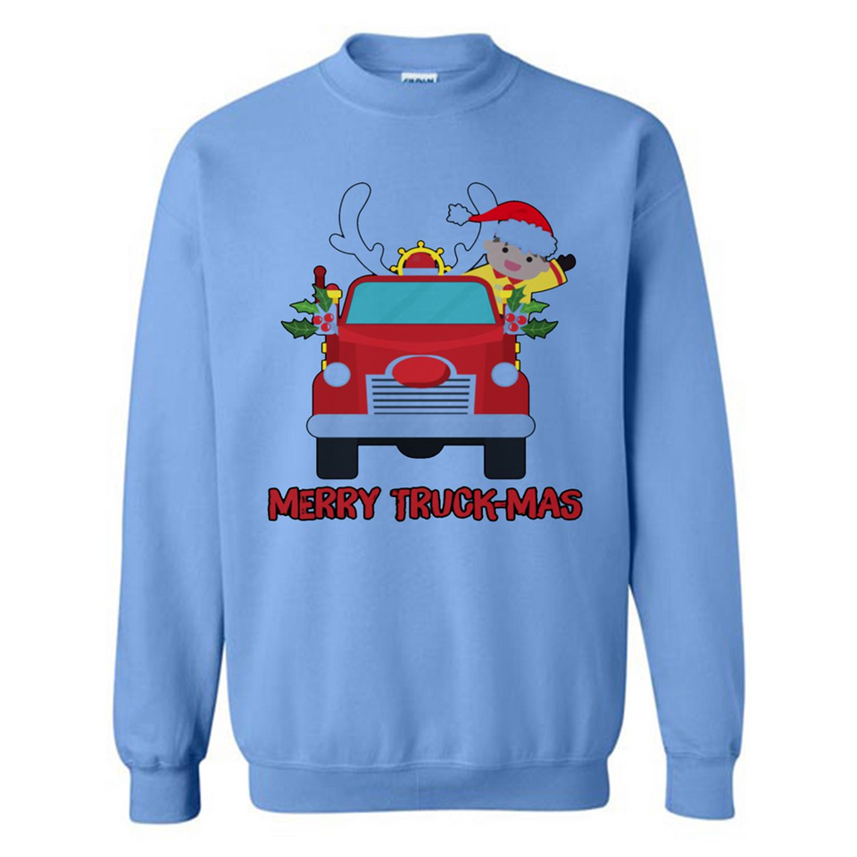 Merry Truck-Mas Christmas Fire Truck Cute Reindeer Sporty - Sweatshirt