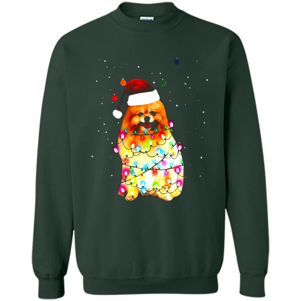 Pomeranian Santa Lights Christmas Dog Xmas Sweatshirt - Sweatshirt