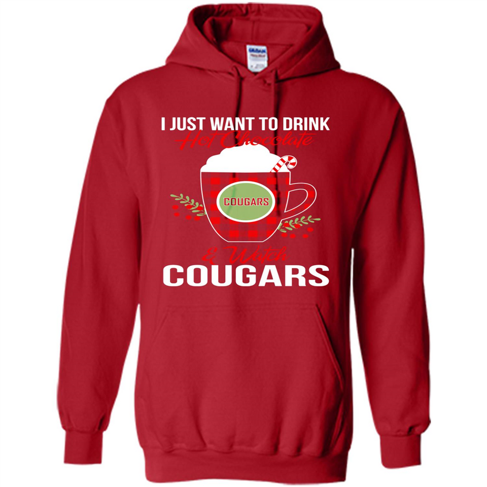 I Just Want To Drink Hot Chocolate & Watch Washington State Cougars Ugly Christmas Sweater PINGPONG