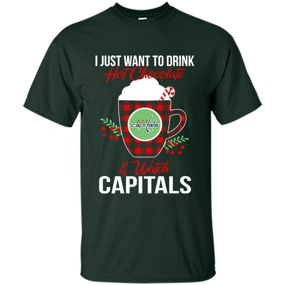 I Just Want To Drink Hot Chocolate & Watch Washington Capitals Ugly Christmas Sweater PINGPONG