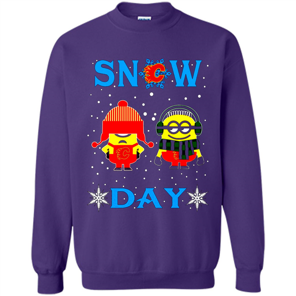 Snow Day Shirt For Calgary Flames Vs Minion Fans pingpong