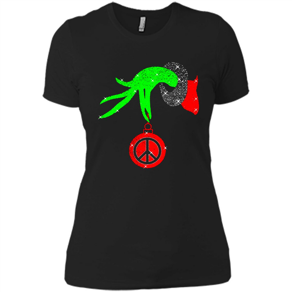 Christmas The Grinch Hand Holding Hippie Ornament - Ladies' Boyfriend T-Shirt