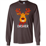 Dasher Reindeer Santa Claus Funny Xmas Holiday T-Shirt - Long Sleeve T-Shirt