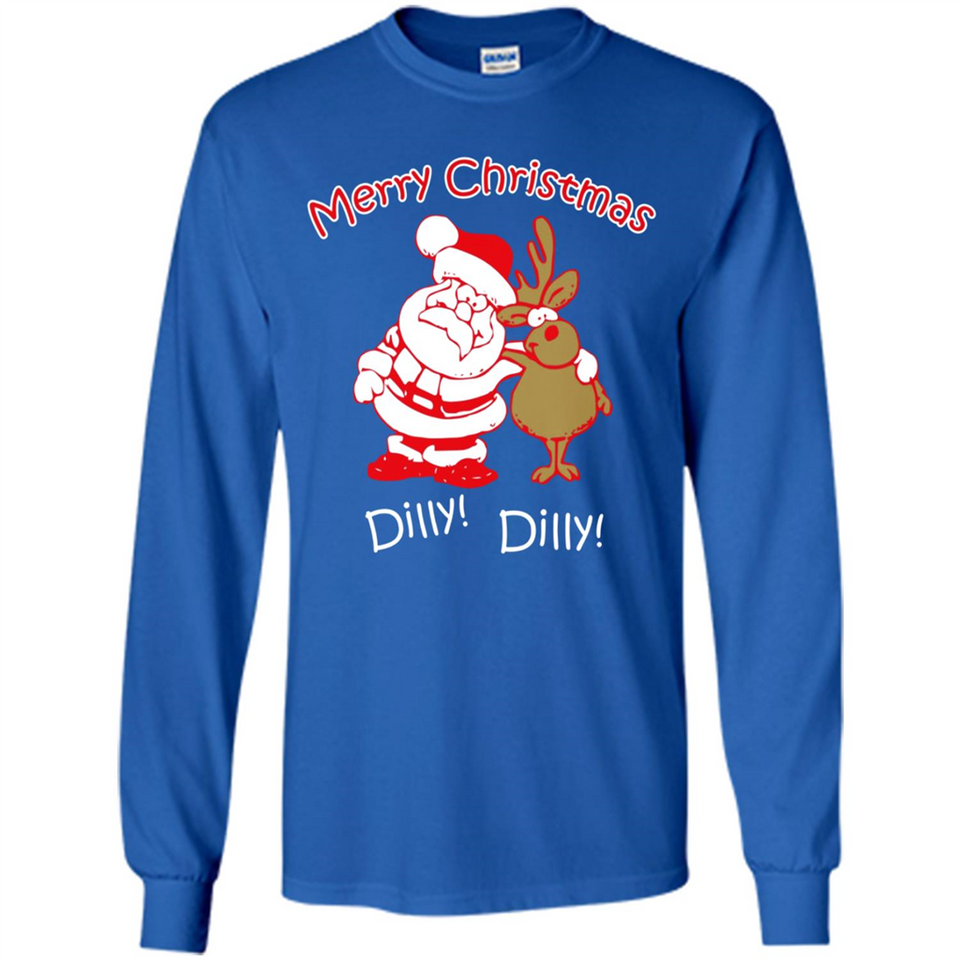 Christmas T-Shirt Santa And Reindeer Dilly Dilly - Long Sleeve T-Shirt
