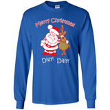 Christmas T-Shirt Santa And Reindeer Dilly Dilly - Long Sleeve T-Shirt