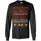 Funny Farmers Gift Ugly Santa Claus Horsepower - Long Sleeve T-Shirt