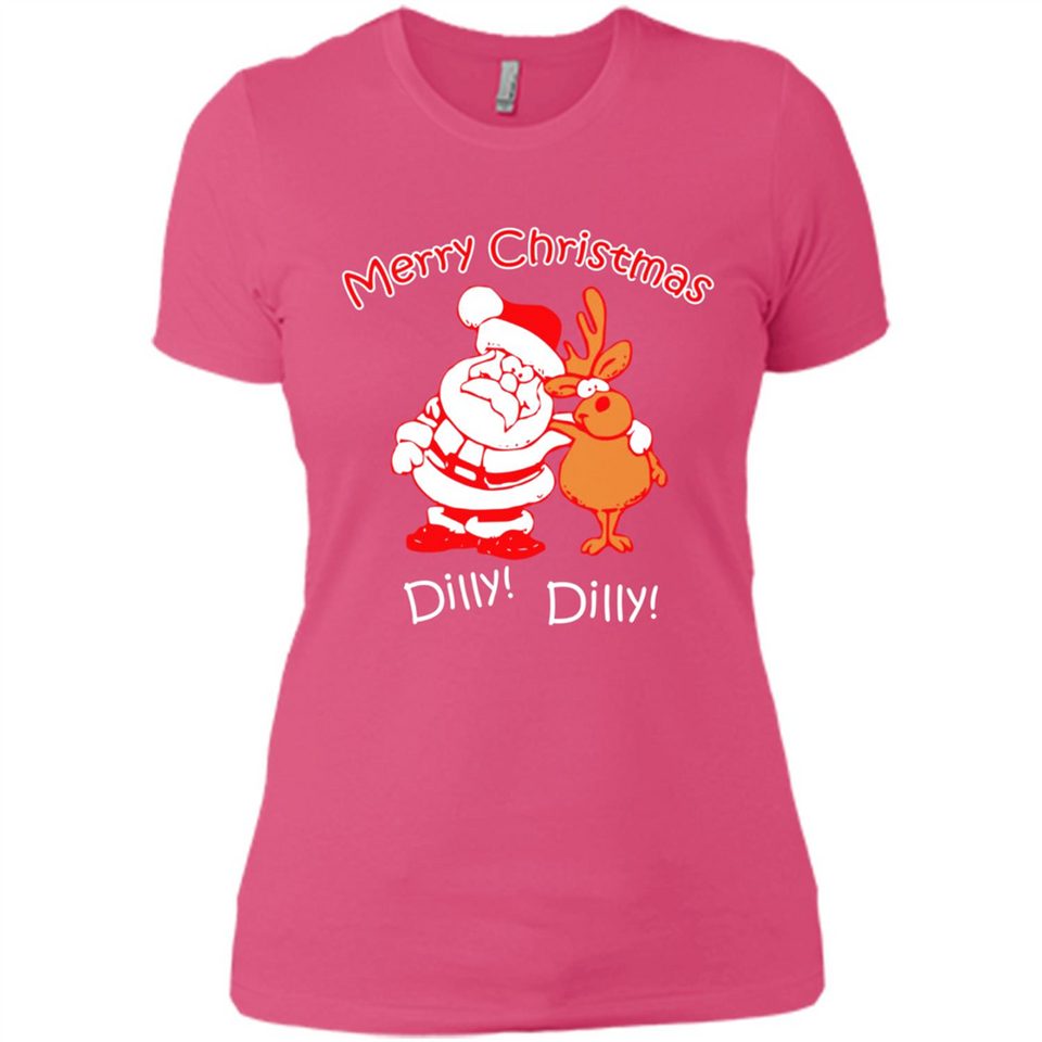 Christmas T-Shirt Santa And Reindeer Dilly Dilly - Ladies' Boyfriend T-Shirt