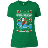 Ugly Christmas Santa Riding Dolphin - Ladies' Boyfriend T-Shirt