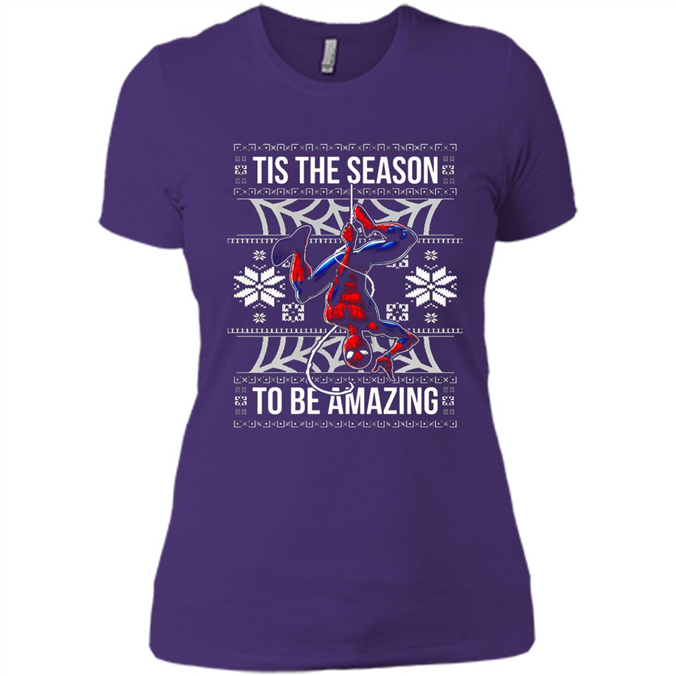 Marvel Spider Man Tis The Season To Be Amazing Ugly Christmas Mug PINGPONG - Ladies' Boyfriend T-Shirt