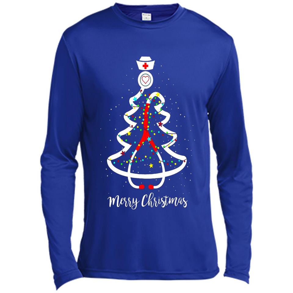 Christmas tree Nurse merry Christmas - Canvas Long Sleeve T-Shirt
