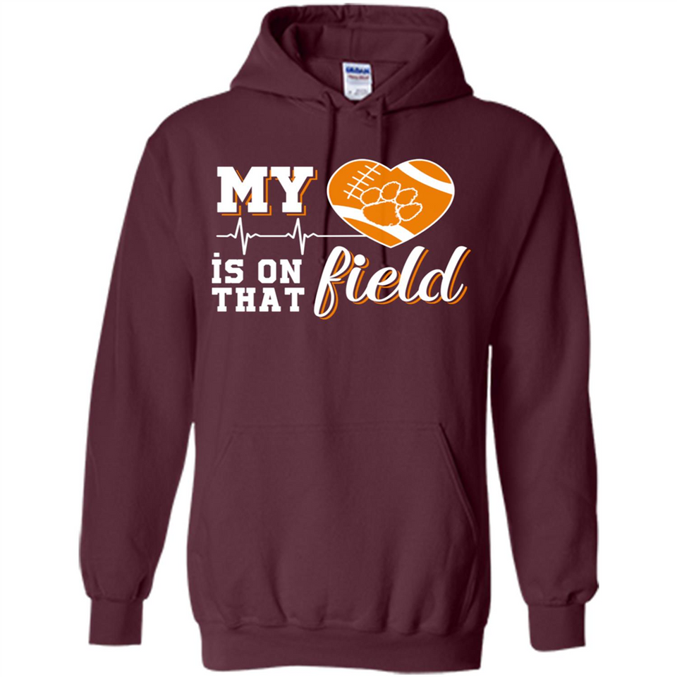Clemson Tiger Paw Football My Heart is on that Field - Hoodie