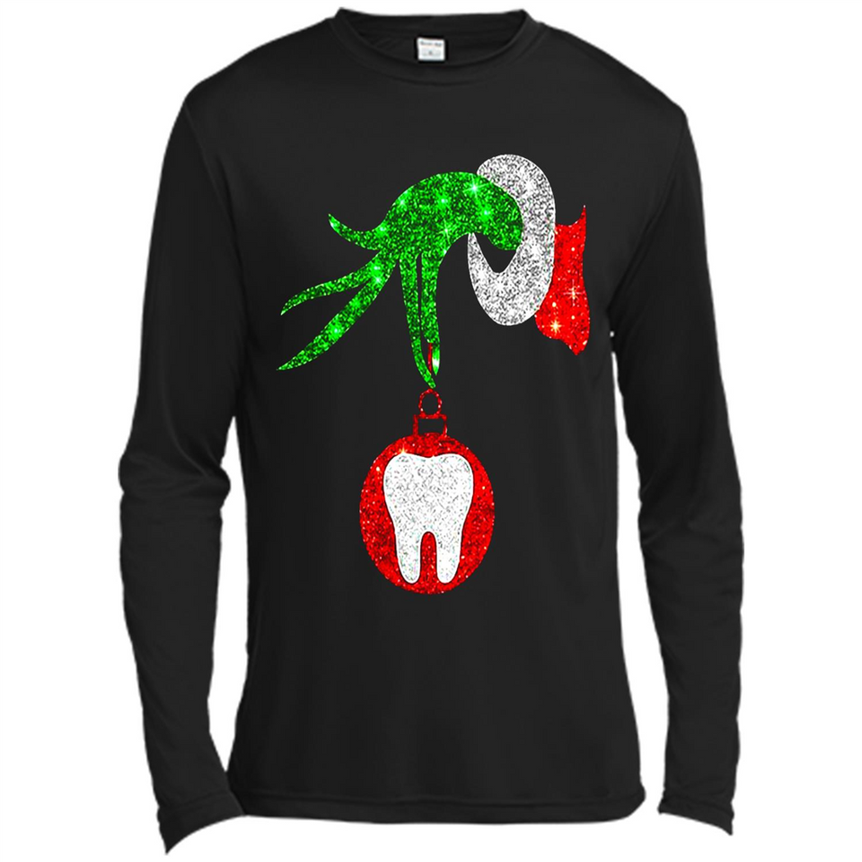 Christmas Nurse Grinch hand holding clinic dental ornament - Canvas Long Sleeve T-Shirt
