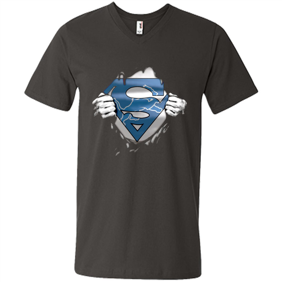Detroit Lions And Superman Fans - Men's V-Neck