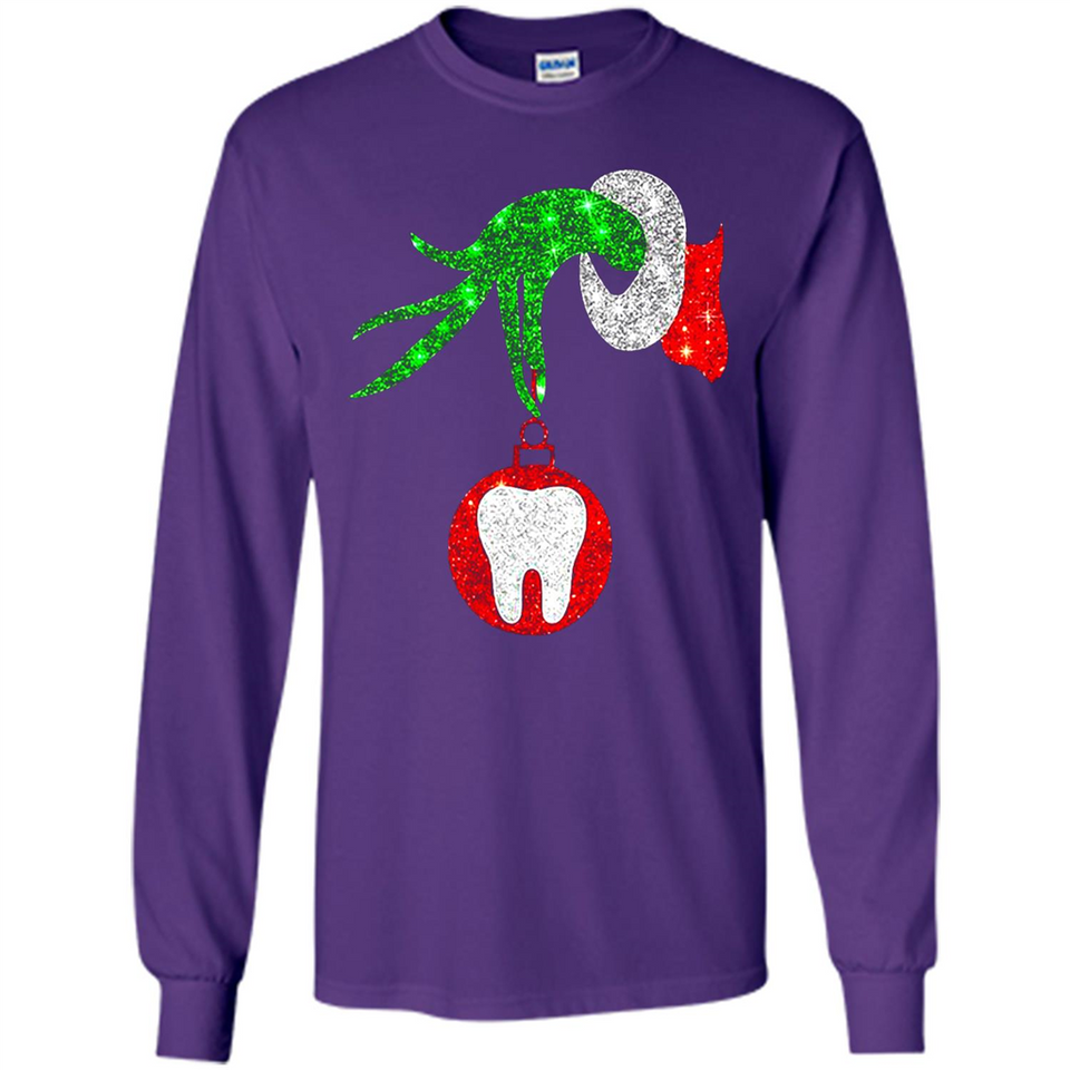 Christmas Nurse Grinch hand holding clinic dental ornament - Long Sleeve T-Shirt