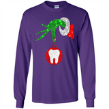 Christmas Nurse Grinch hand holding clinic dental ornament - Long Sleeve T-Shirt
