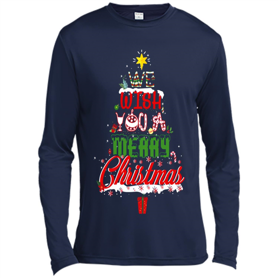 We Wish You A Merry Christmas Funny Pine Gift Sleeve - Canvas Long Sleeve T-Shirt