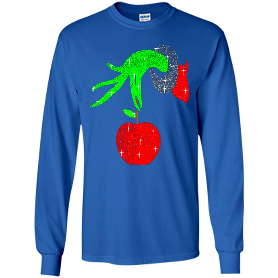 Christmas The Grinch Hand Holding Apple Ornament sweater - Long Sleeve T-Shirt