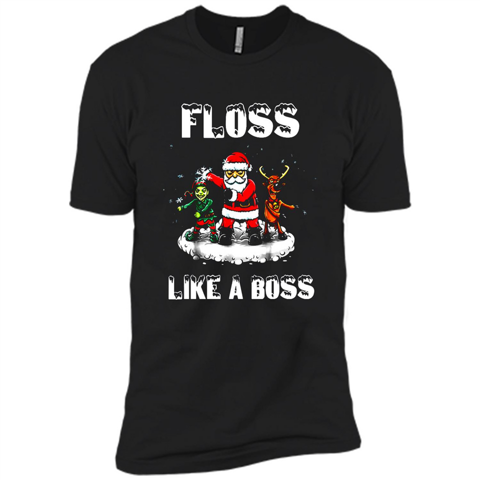 Floss Like A Boss Santa Flossing Dance Funny - Premium Short Sleeve T-Shirt