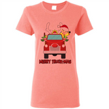 Merry Truck-Mas Christmas Fire Truck Cute Reindeer Sporty - Ladies Short-Sleeve