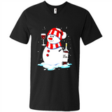 Cute Snowman drink Red Wine Christmas T-Shirt - Men's V-Neck