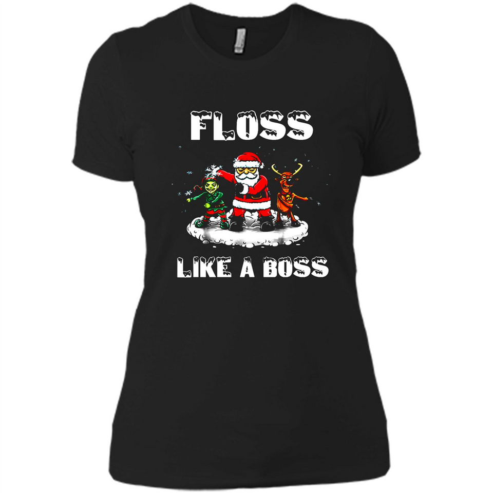 Floss Like A Boss Santa Flossing Dance Funny - Ladies' Boyfriend T-Shirt
