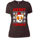 Funny Christmas Santa Corgi Dog Merry Corgmas - Ladies' Boyfriend T-Shirt
