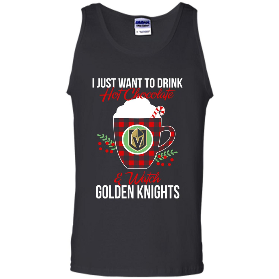 I Just Want To Drink Hot Chocolate & Watch Vegas Golden Knights Ugly Christmas Sweater PINGPONG