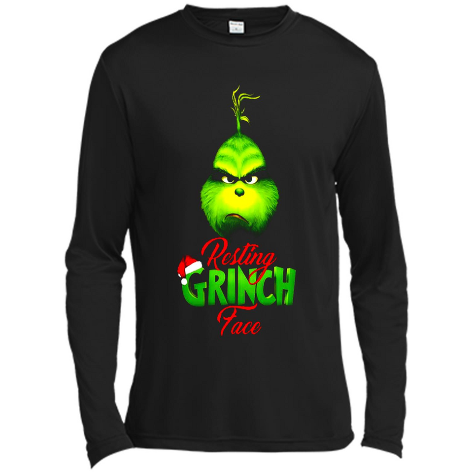 Resting Grinch Face Shirt PINGPONG - Canvas Long Sleeve T-Shirt