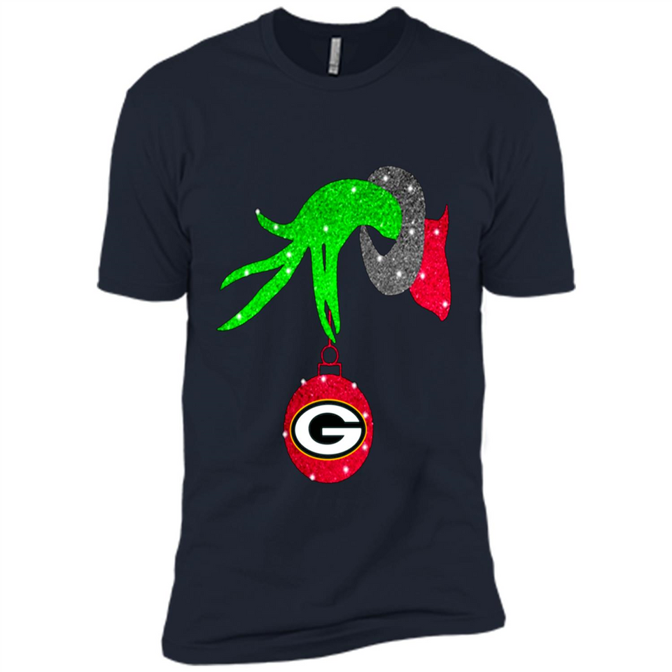 GRINCH HAND HOLDING GREEN BAY PACKERS GLITTER CHRISTMAS PINGPONG
