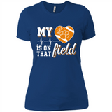 Clemson Tiger Paw Football My Heart is on that Field - Ladies' Boyfriend T-Shirt