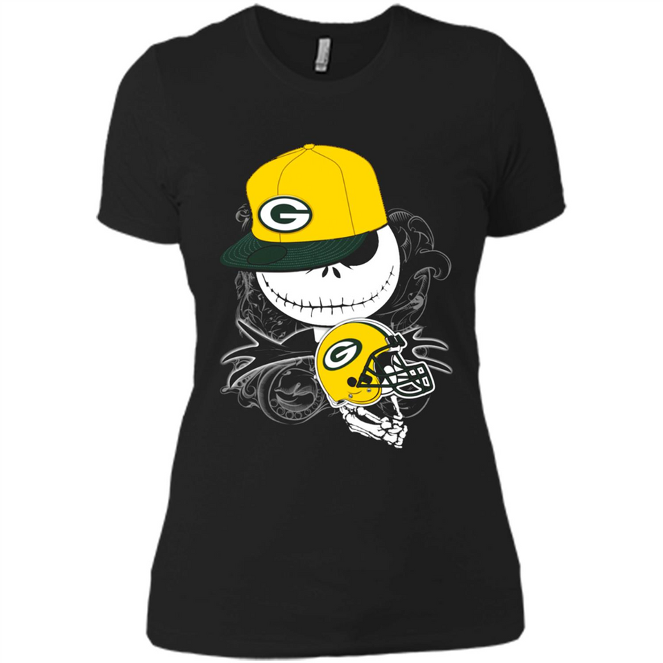 Jack Skellington The Nightmare Before Christmas-Packers Football - Ladies' Boyfriend T-Shirt