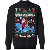 Ugly Christmas Santa Riding Dolphin - Sweatshirt