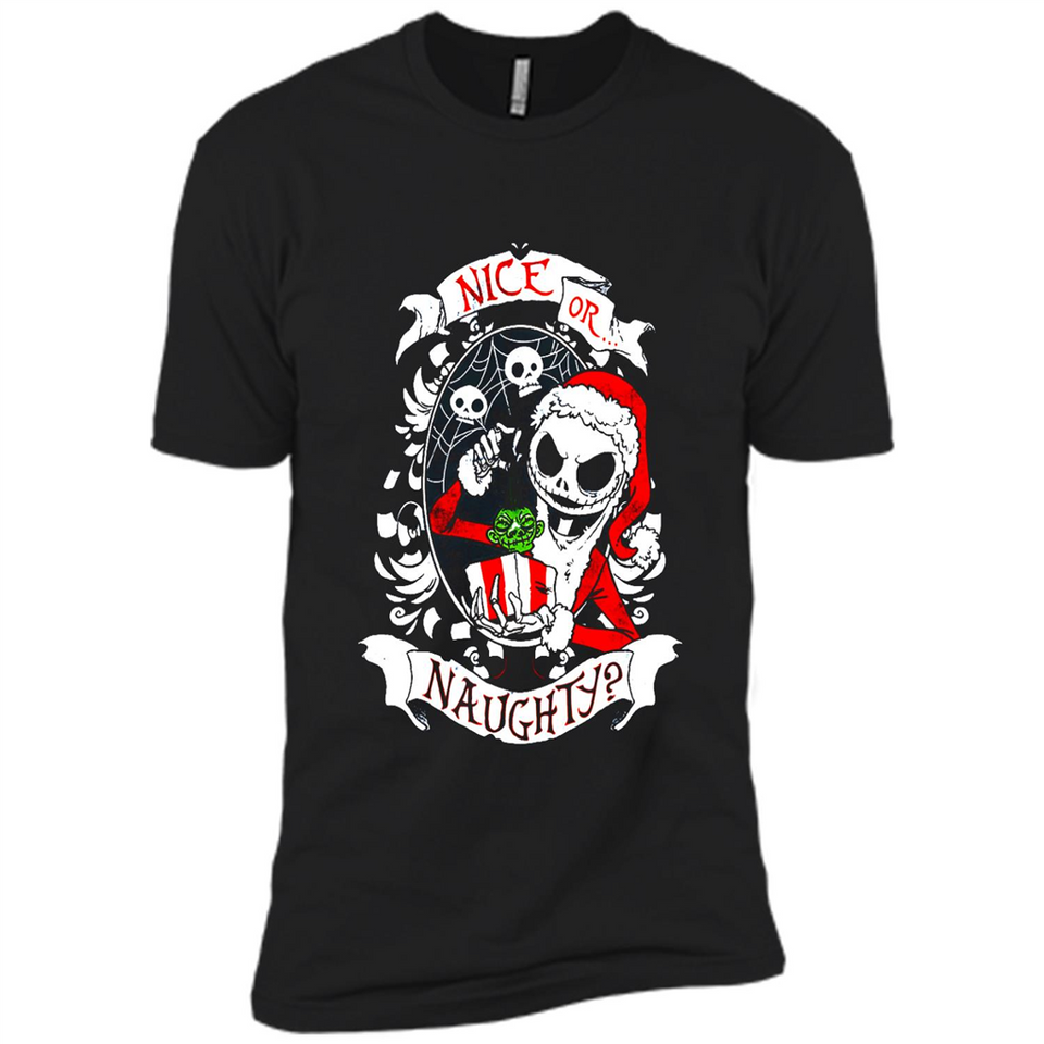Christmas Shirt, Santa Nice Or Naughty Xmas - Premium Short Sleeve T-Shirt