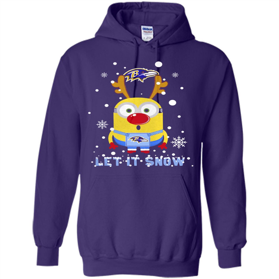 Minion Baltimore Ravens Ugly Christmas Sweater Let it Snow - Hoodie